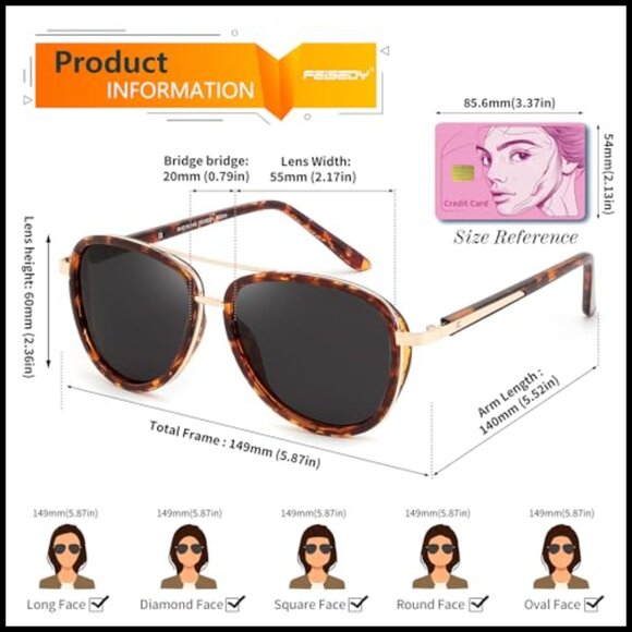Retro Polarized Aviator Sunglasses with Metal and Plastic Frame